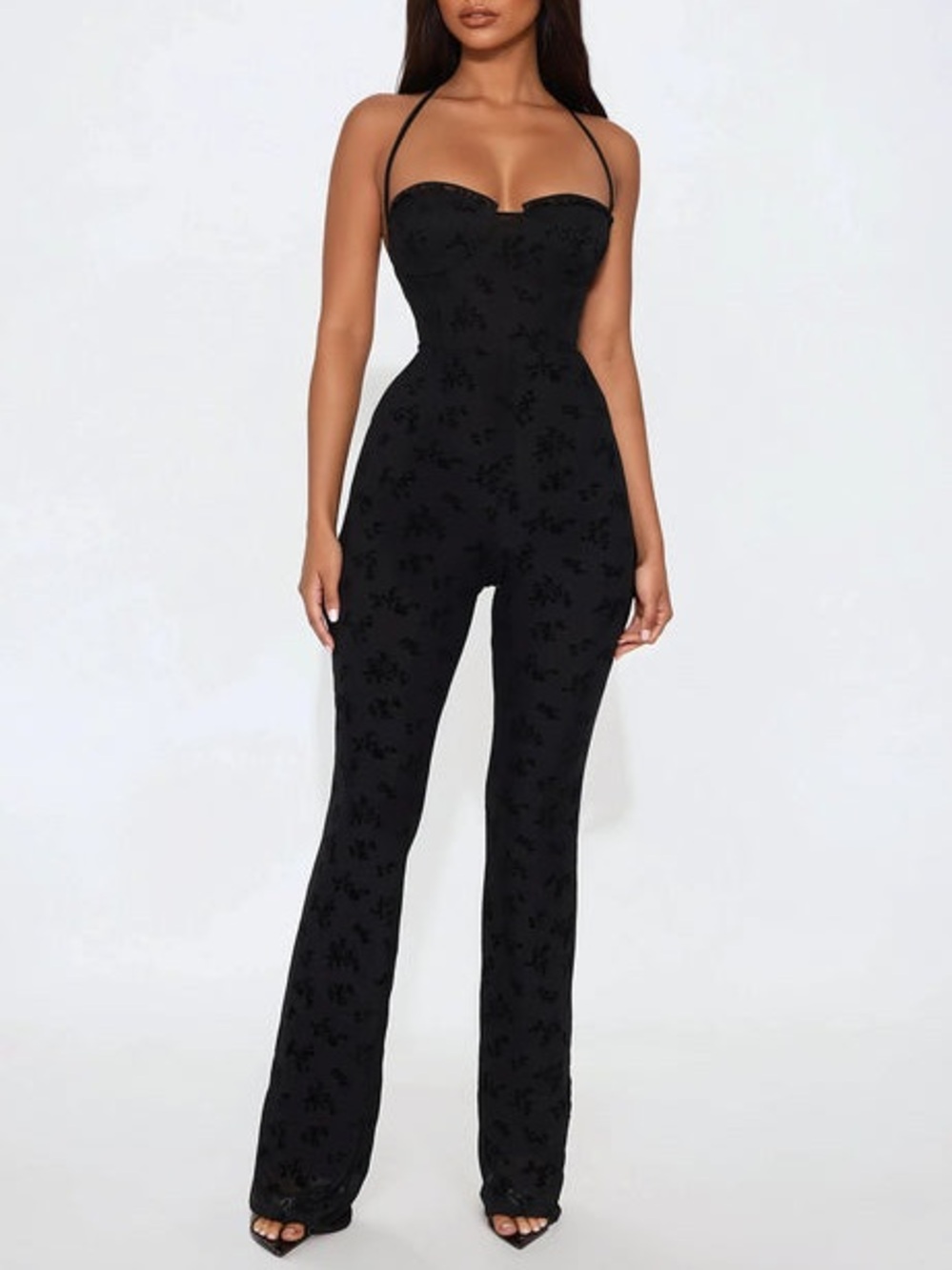 Fashion Nova Julia Flocked Jumpsuit
